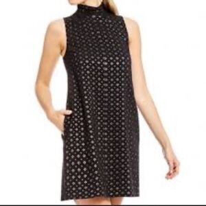 Daniel Cremieux Black and Gold Sleeveless Sheath Mini Dress